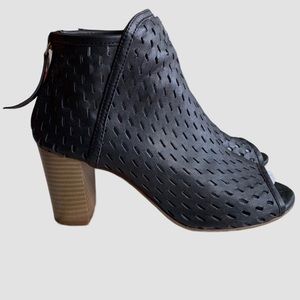 DUNE LONDON BLACK LEATHER OPEN TOE SANDALS